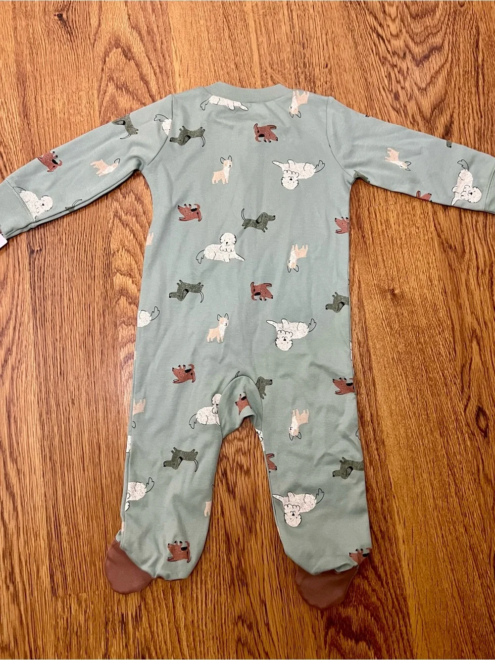 Carter’s Baby 9M Puppy Dog Print Footed Sleeper 2-Way Zip NWT Sage Green